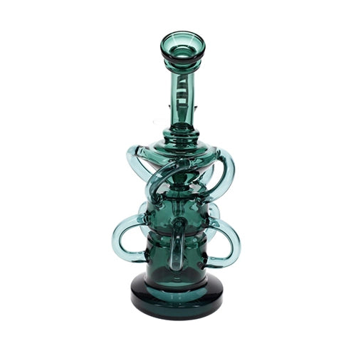Vault Glass Full Color Recycler w/ 10 Arm Wheel Perc Rig - 9.5" - Image 2