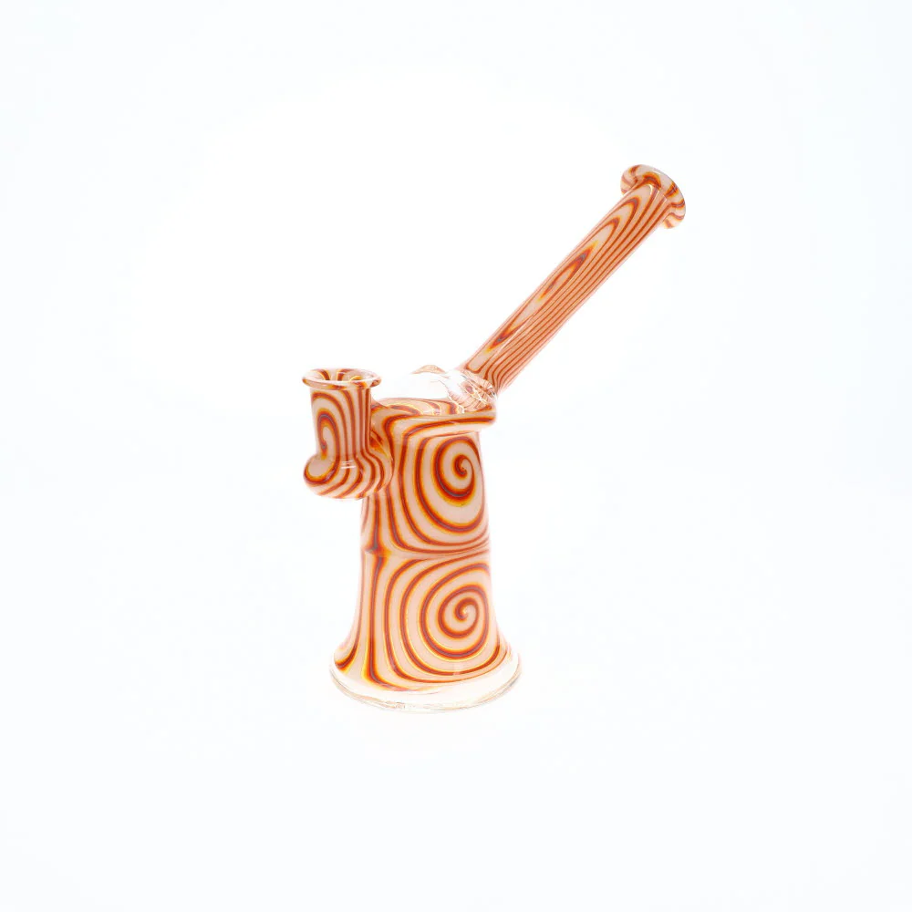 Addison Hanna Glass Orange/White Bubbler - Image 3