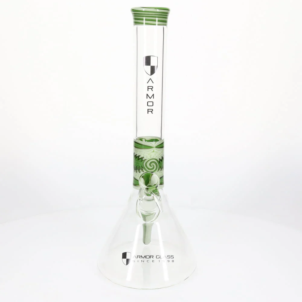 Armor Glass Green & White Wig Wag 45mm Beaker