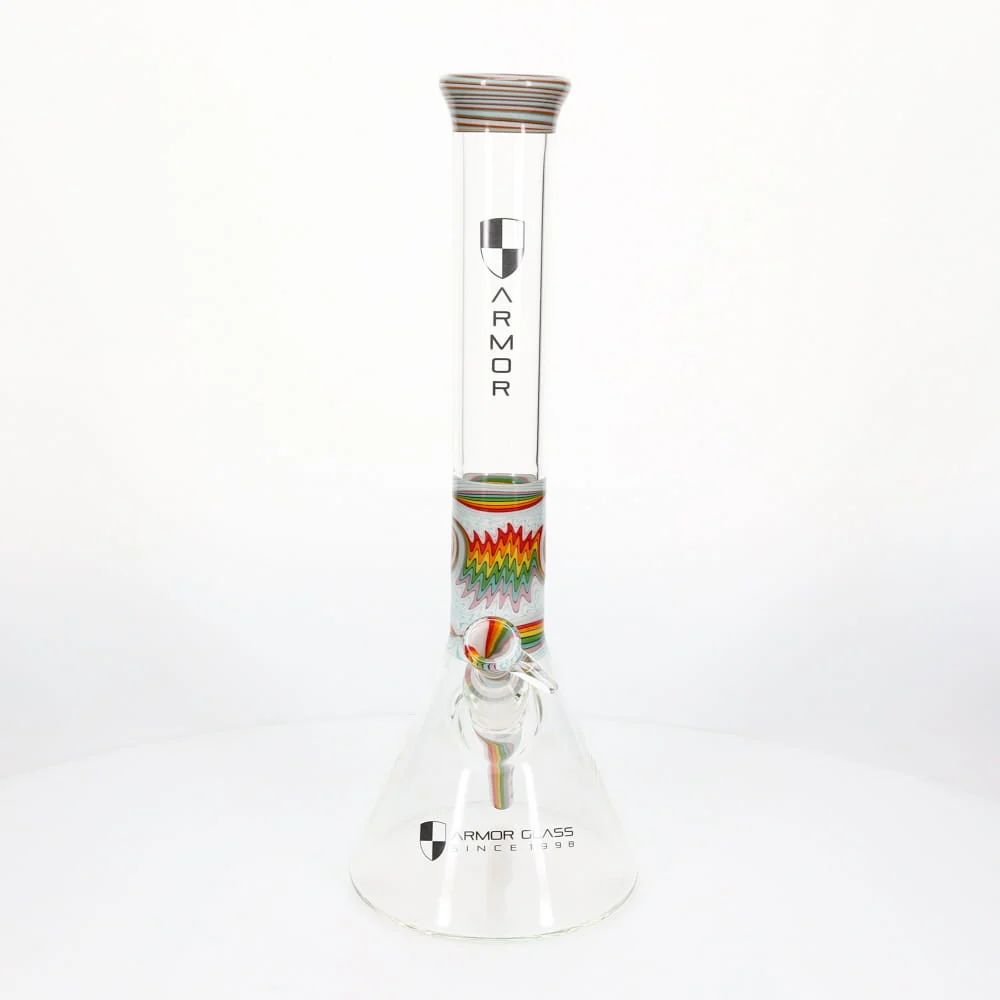 Armor Glass Rainbow & White Wig Wag 45mm Beaker