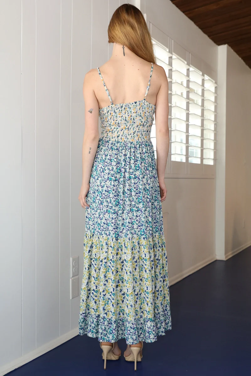 Azure Mixed Print Twist Front Cut Out Maxi Dress - Image 3