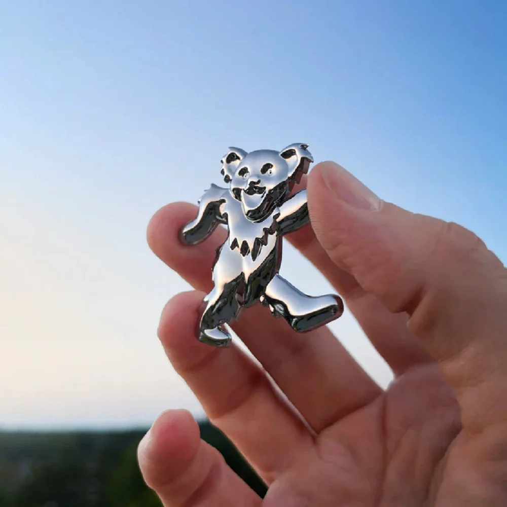 Grateful Dead The Dancing Bear Badge - Chrome - Image 2