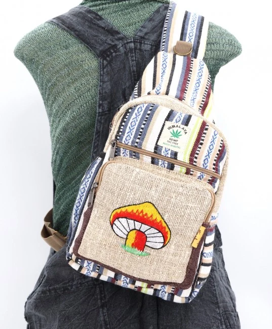 Gheri & Natural Hemp Embroidered Mushroom Sling Bag - Image 2