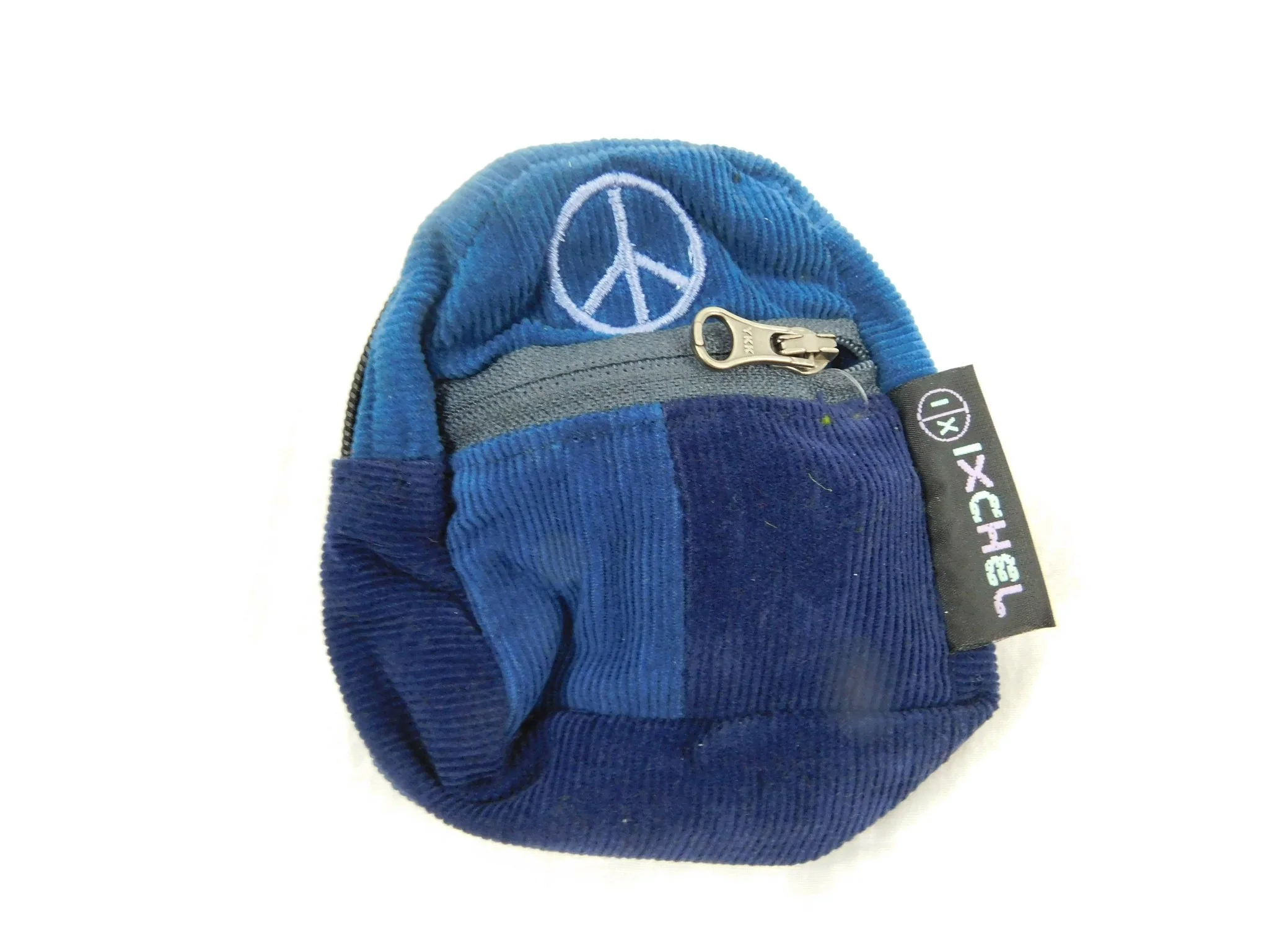 Patchwork Corduroy Micro Backpack with Peace Sign Embroidery - Image 3