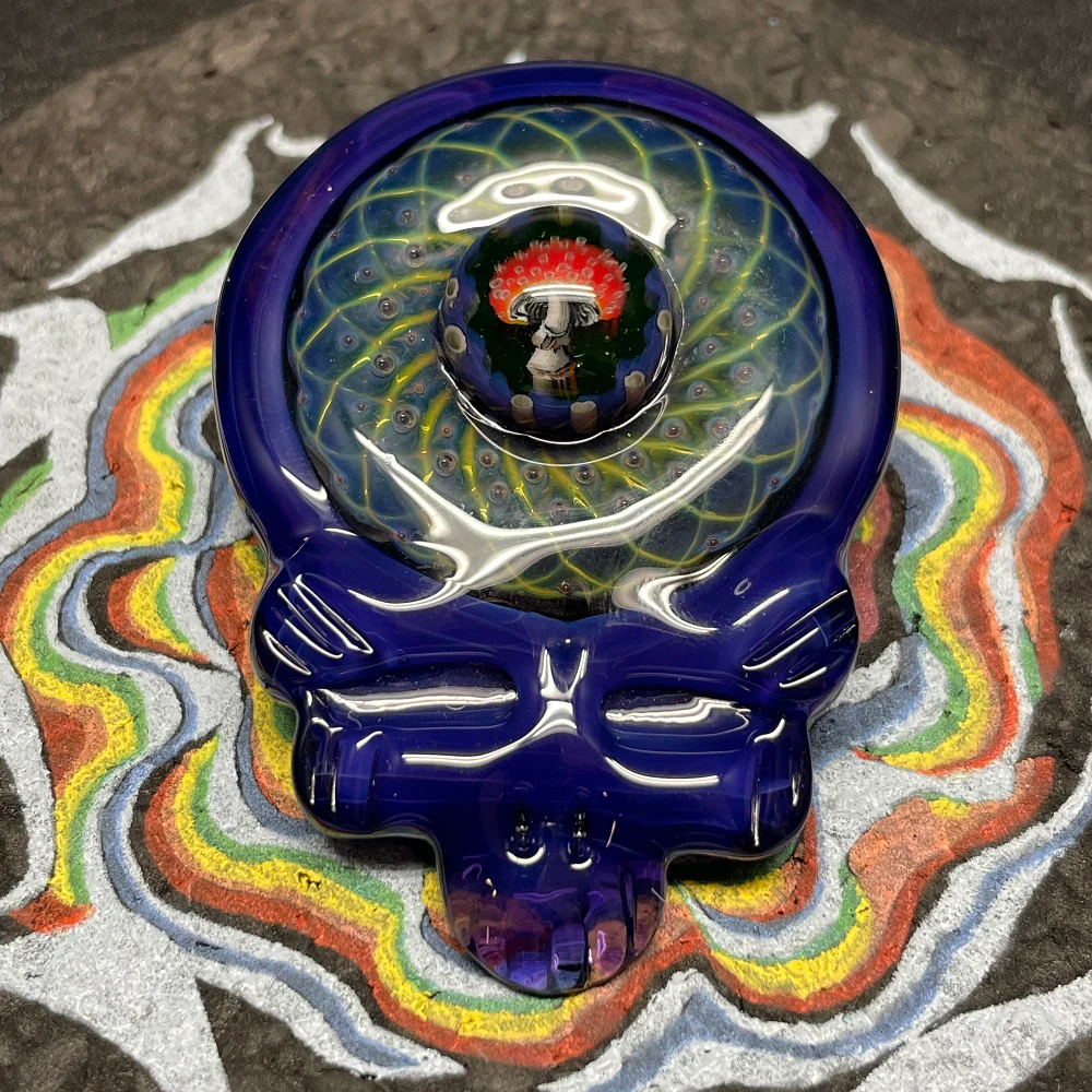 Paulie 2 Fingers Grateful Dead Blue Skull with Mushroom Millie Pendant SALE - Image 2