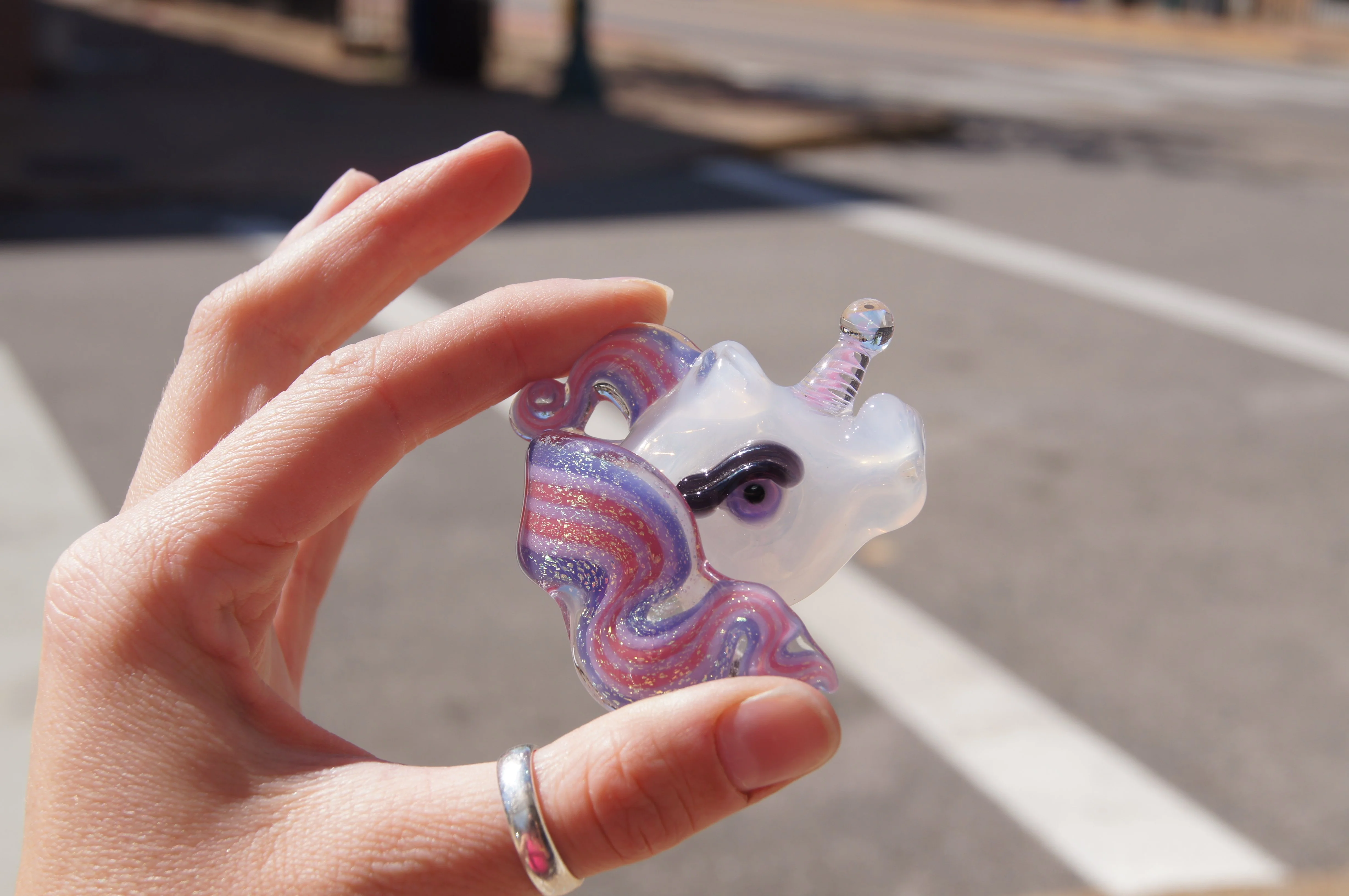 ACE Glass White Unicorn Flatback Pendant - Image 3