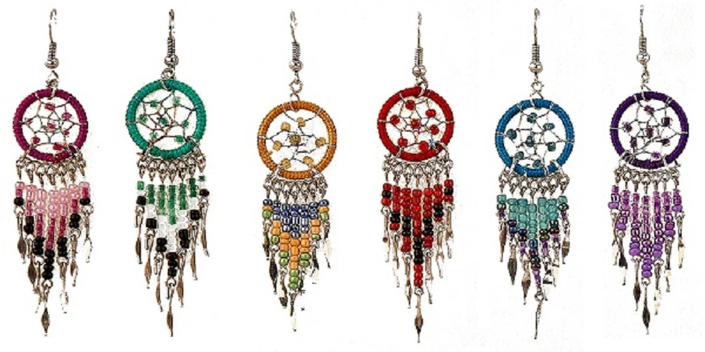Beaded Dreamcatcher Long Earrings - Image 2