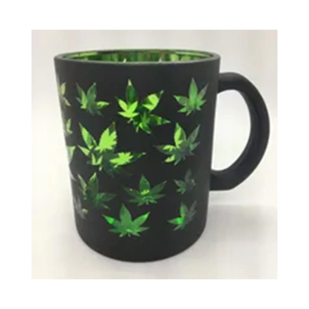 Black and Green Frosted Leaves Mug