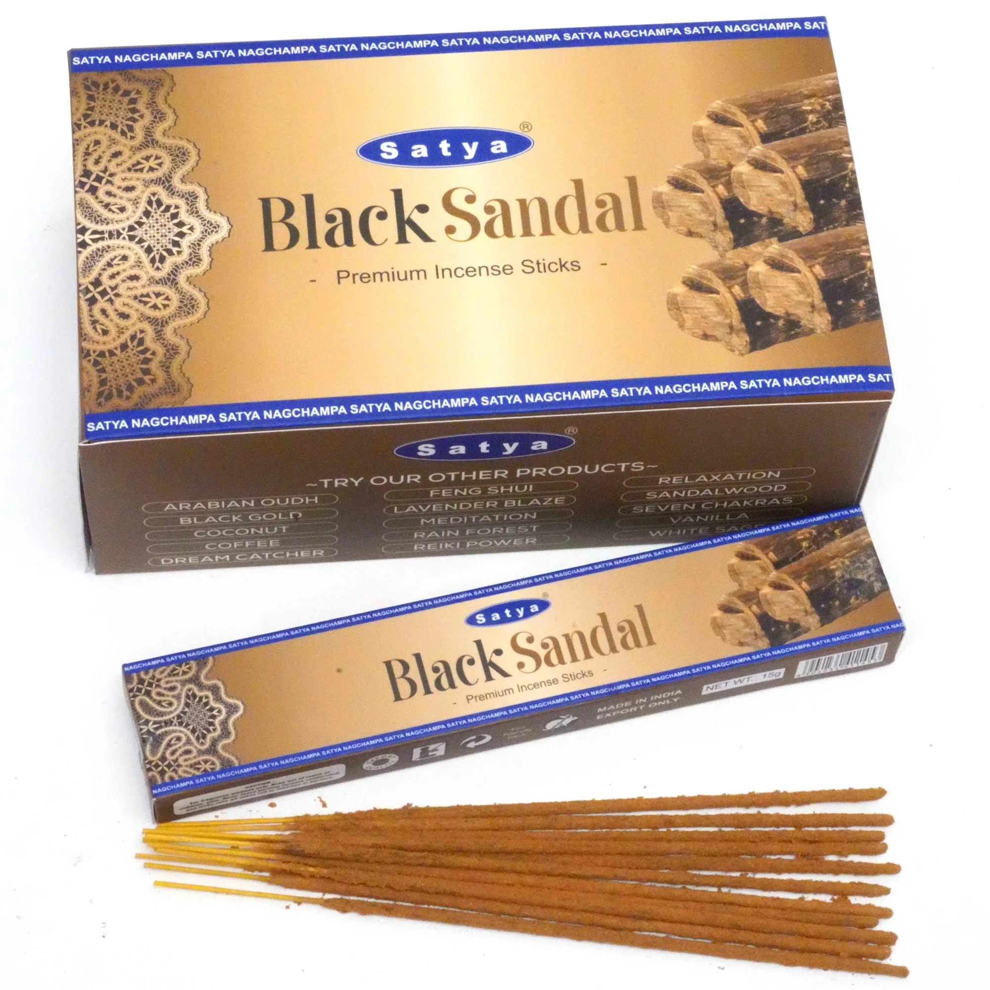 Black Sandal 15g Satya Incense Sticks