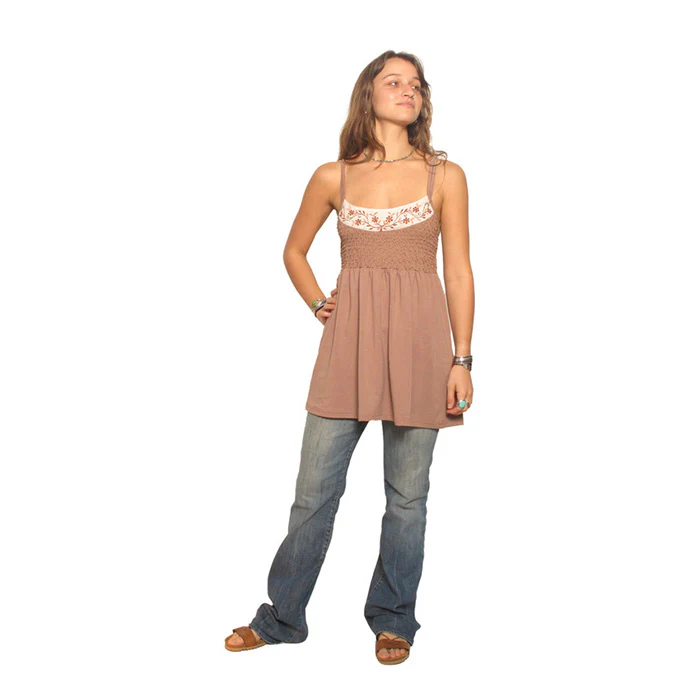 Blue Sky Designs Knit Tank with Unique Back and Embroidery in Cocoa SALE - Image 3