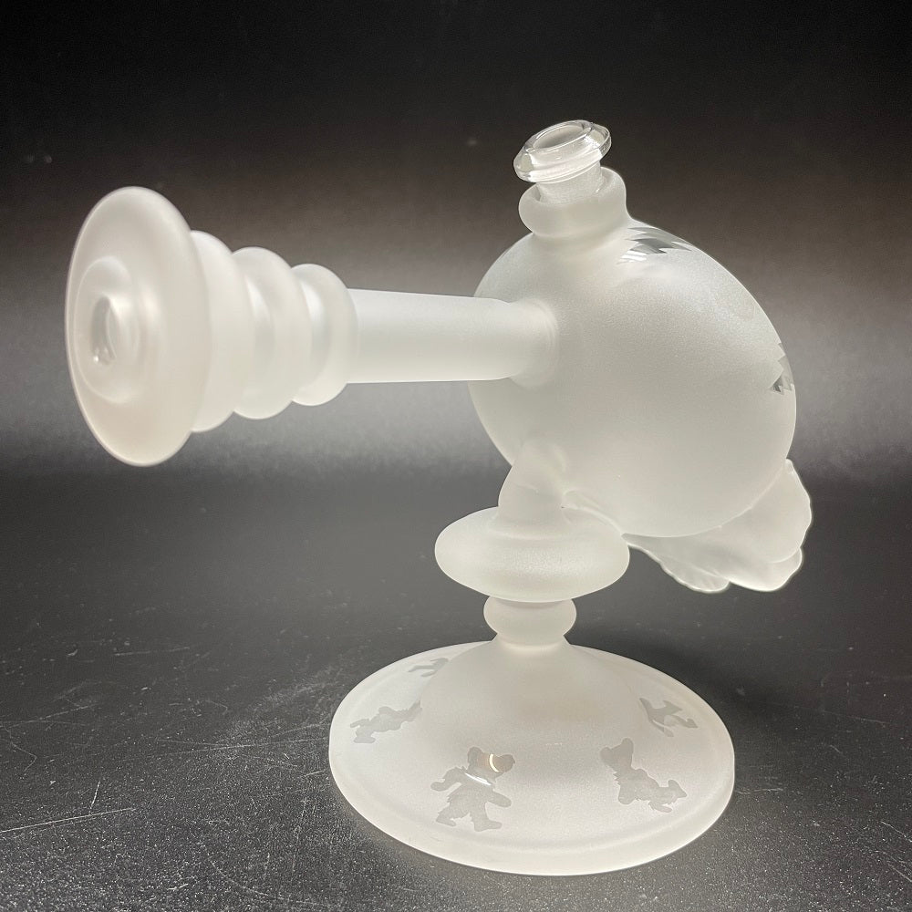 Paulie 2 Fingers Sandblasted Skull All Over Dancing Bears & Bolt Print Bubbler with Blasted Maria Neck - Image 3