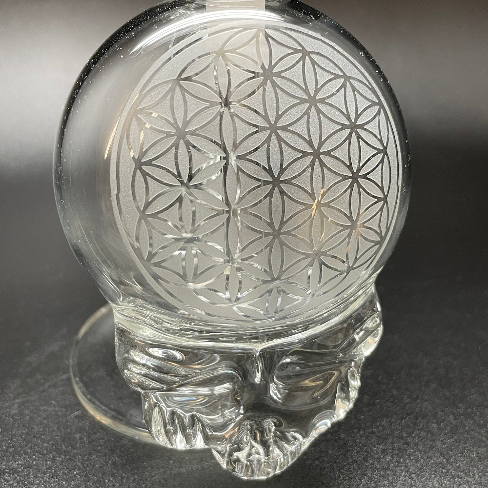 Paulie 2 Fingers Sandblasted Skull Sacred Geometry Bubbler - Image 4