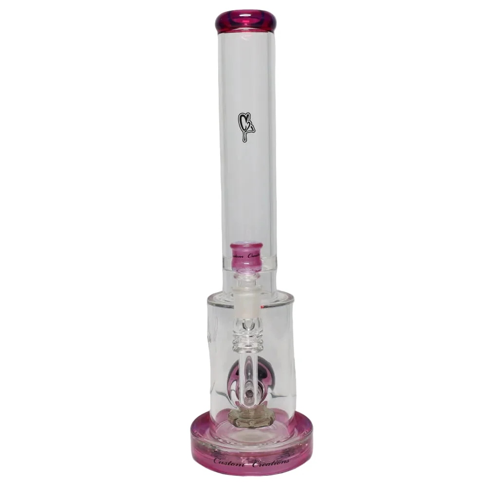 C2 Pink/Black Angry Face 16” Water Pipe SALE - Image 2