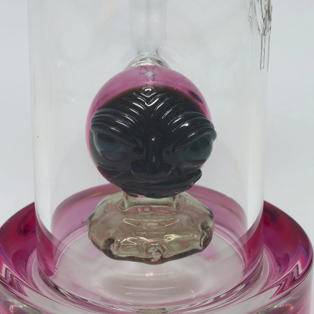 C2 Pink/Black Angry Face 16” Water Pipe SALE - Image 3