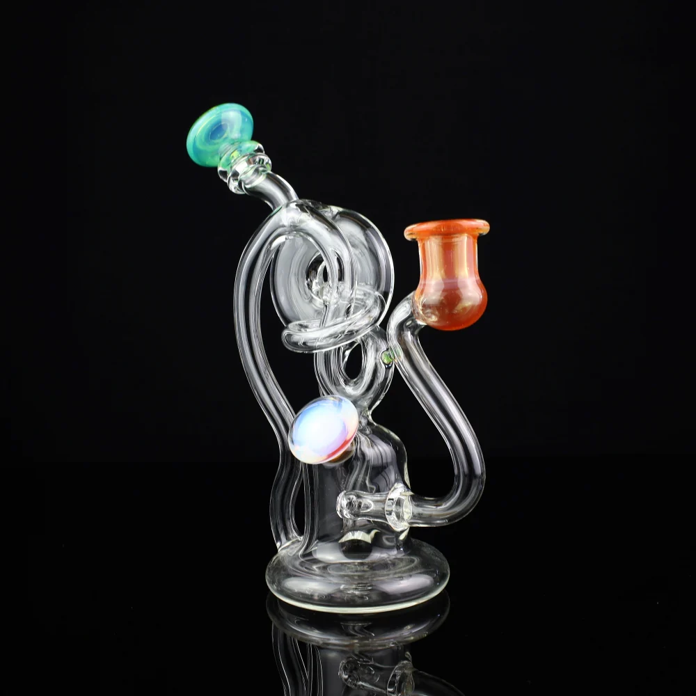 Cambria Clear w/ Color Accents  Swirl Curl Recycler Rig - Image 2