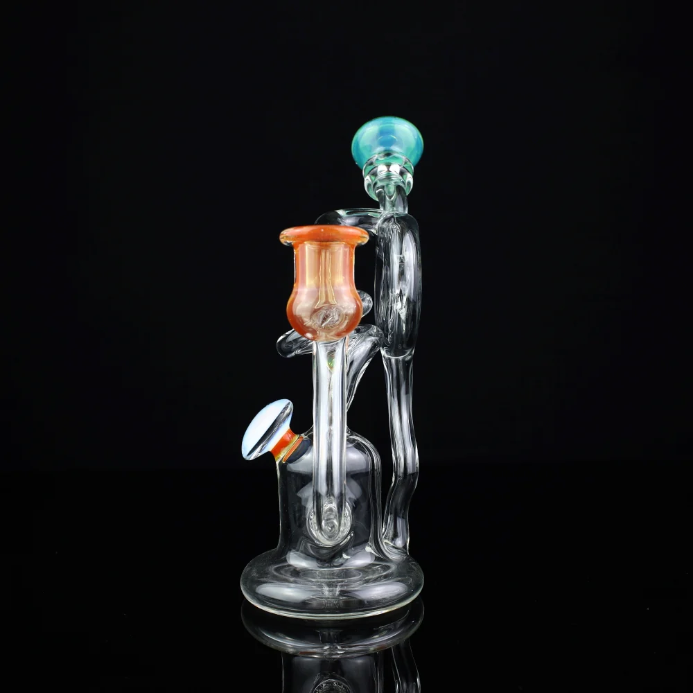 Cambria Clear w/ Color Accents  Swirl Curl Recycler Rig - Image 3