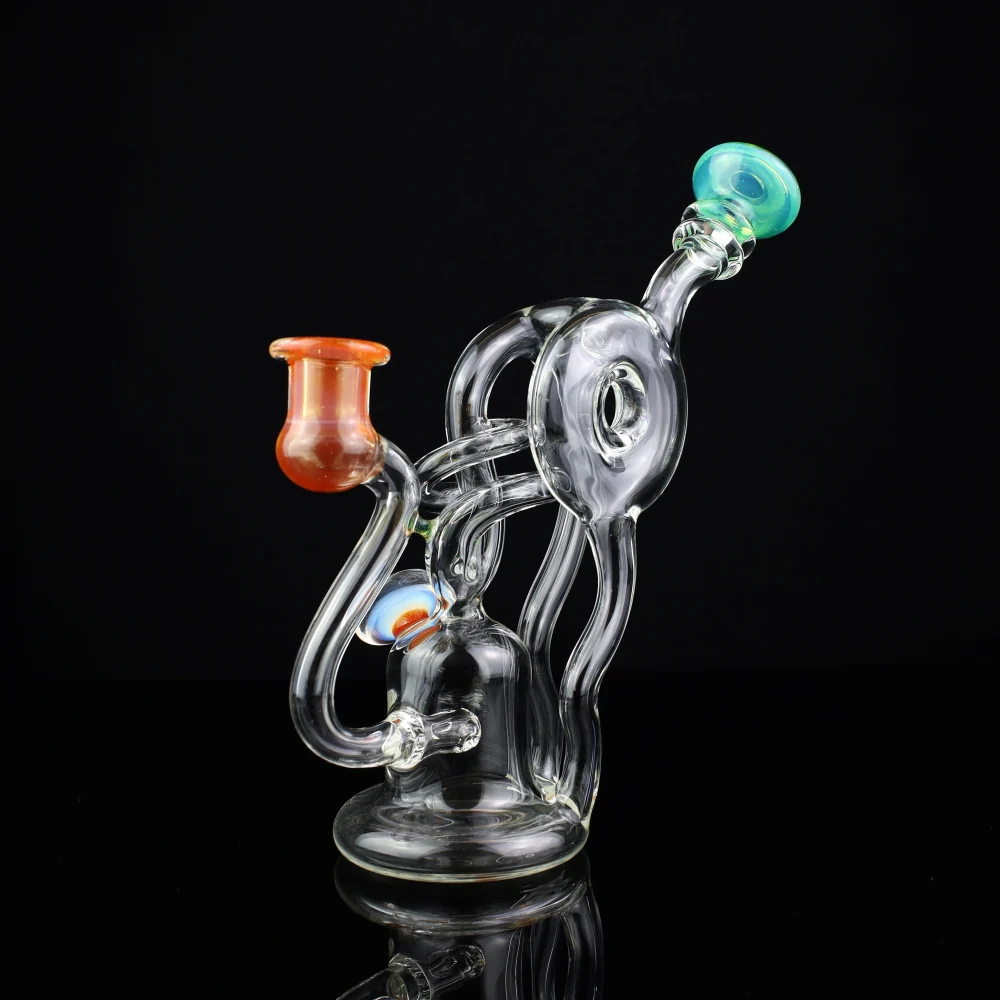 Cambria Clear w/ Color Accents  Swirl Curl Recycler Rig - Image 4