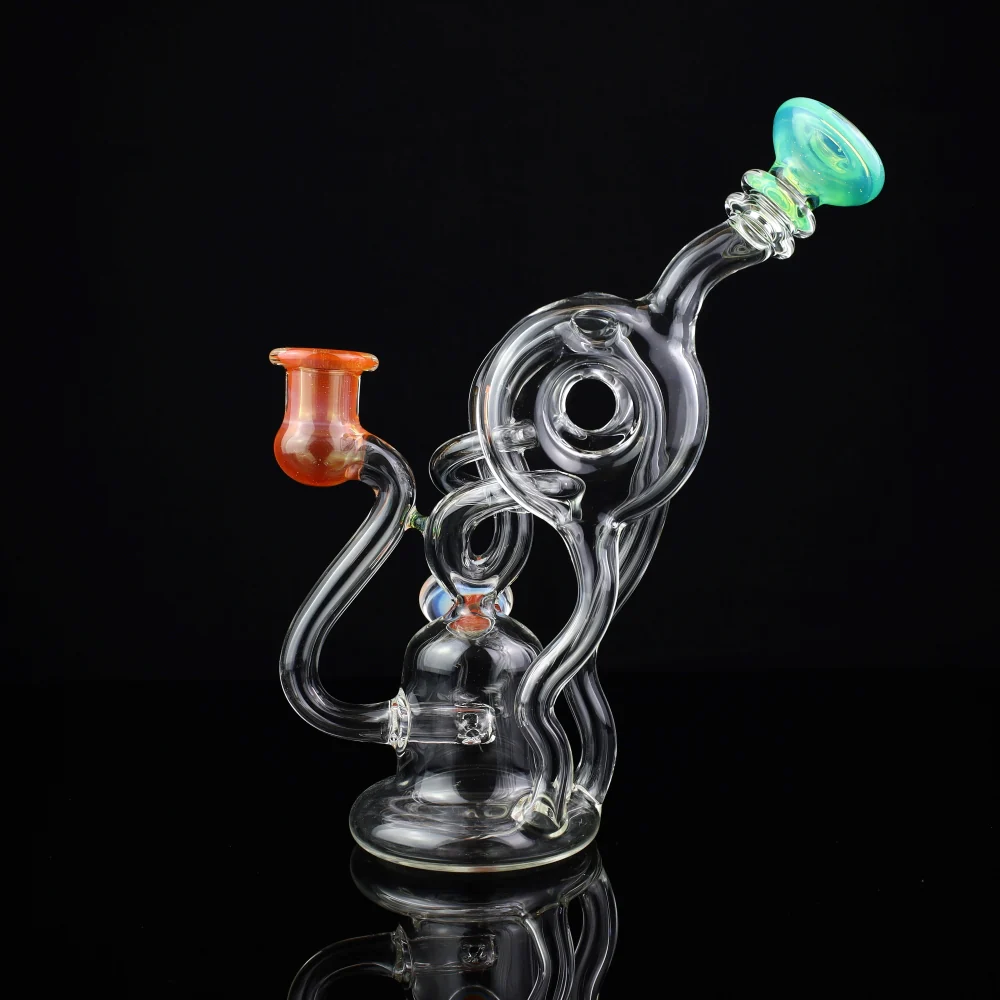 Cambria Clear w/ Color Accents  Swirl Curl Recycler Rig - Image 5