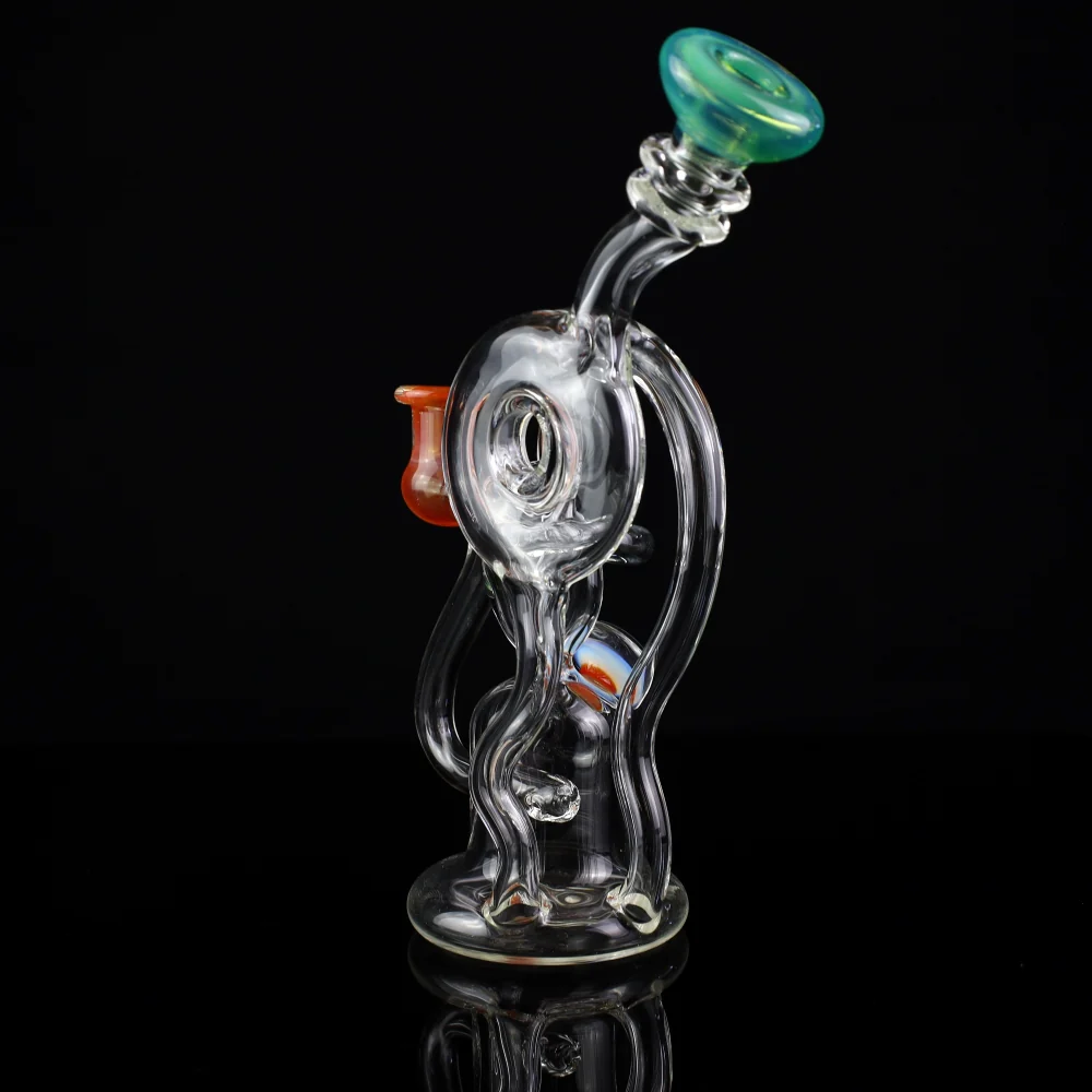 Cambria Clear w/ Color Accents  Swirl Curl Recycler Rig - Image 6