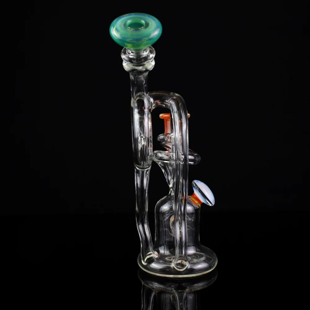 Cambria Clear w/ Color Accents  Swirl Curl Recycler Rig - Image 7