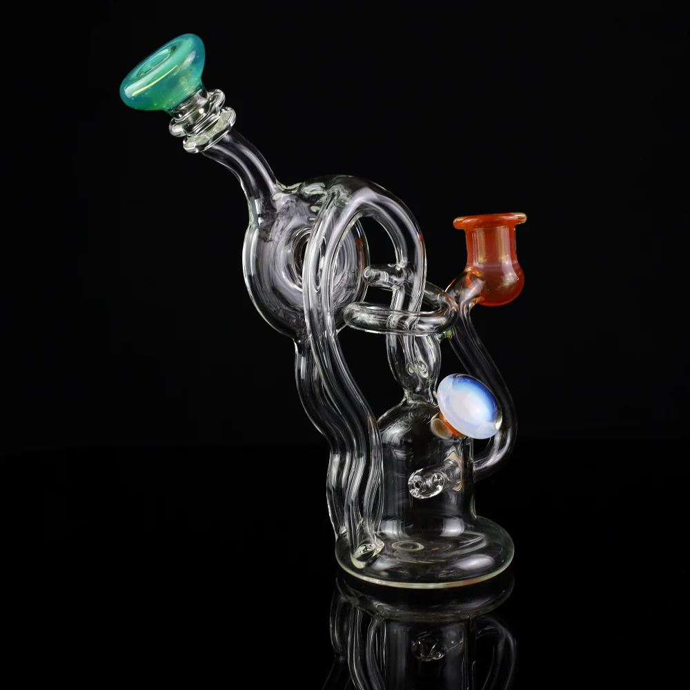 Cambria Clear w/ Color Accents  Swirl Curl Recycler Rig - Image 8