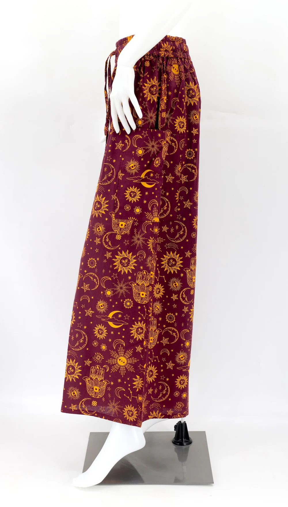 Celestial Print Wide-Leg Palazzo Pants in Burgundy - Image 4