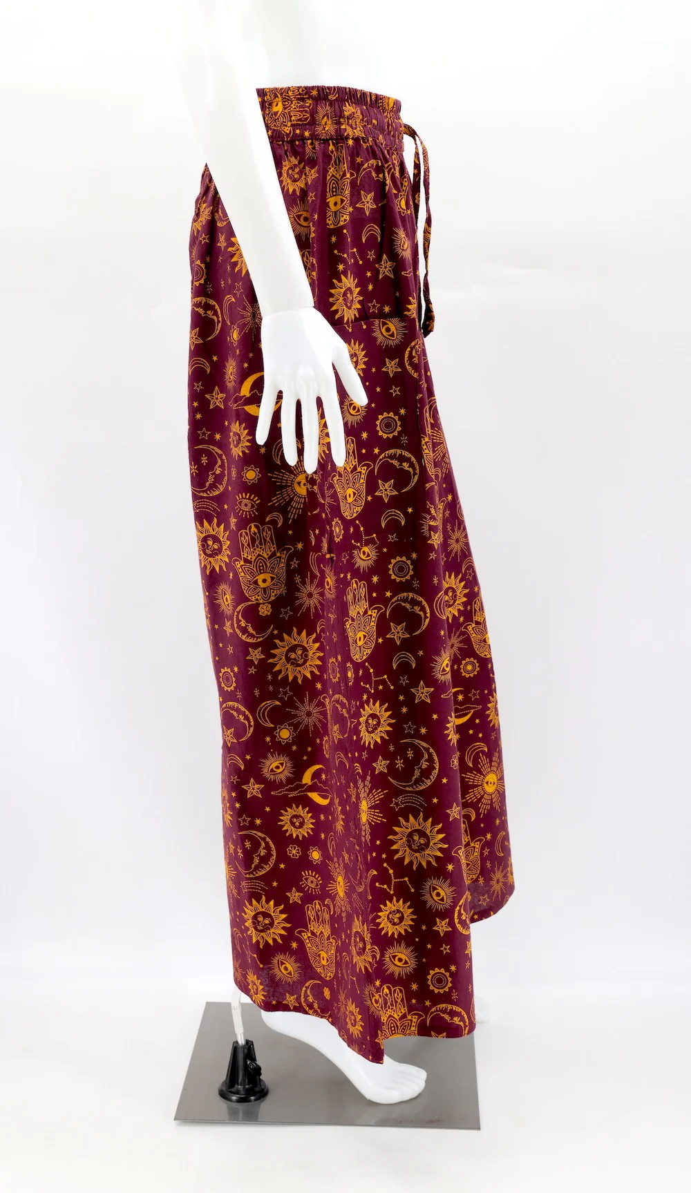 Celestial Print Wide-Leg Palazzo Pants in Burgundy - Image 5