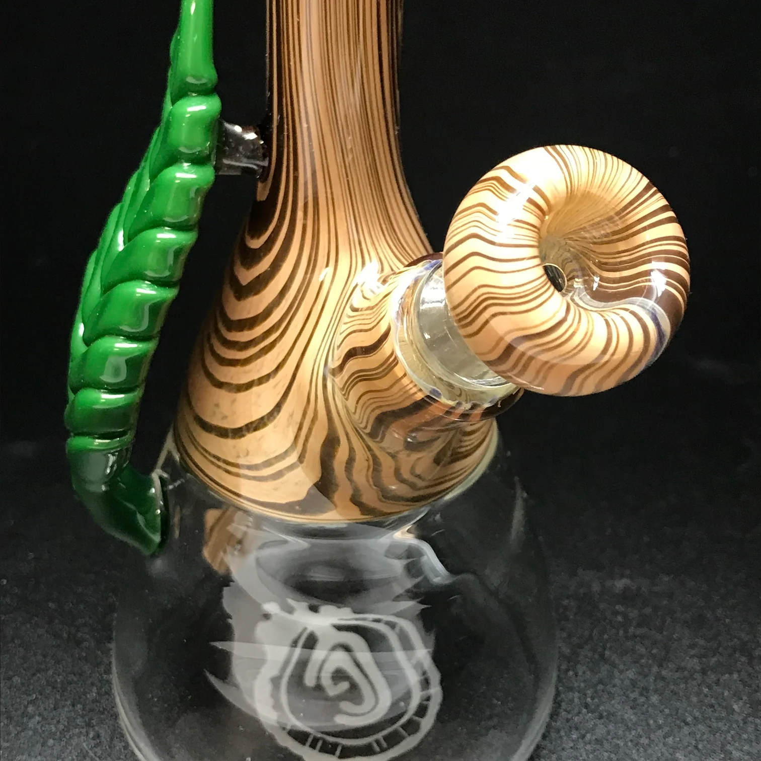 Chad G Glass Wood Grain Clear Bottom Mini Tube with Leaf #2 - Image 4