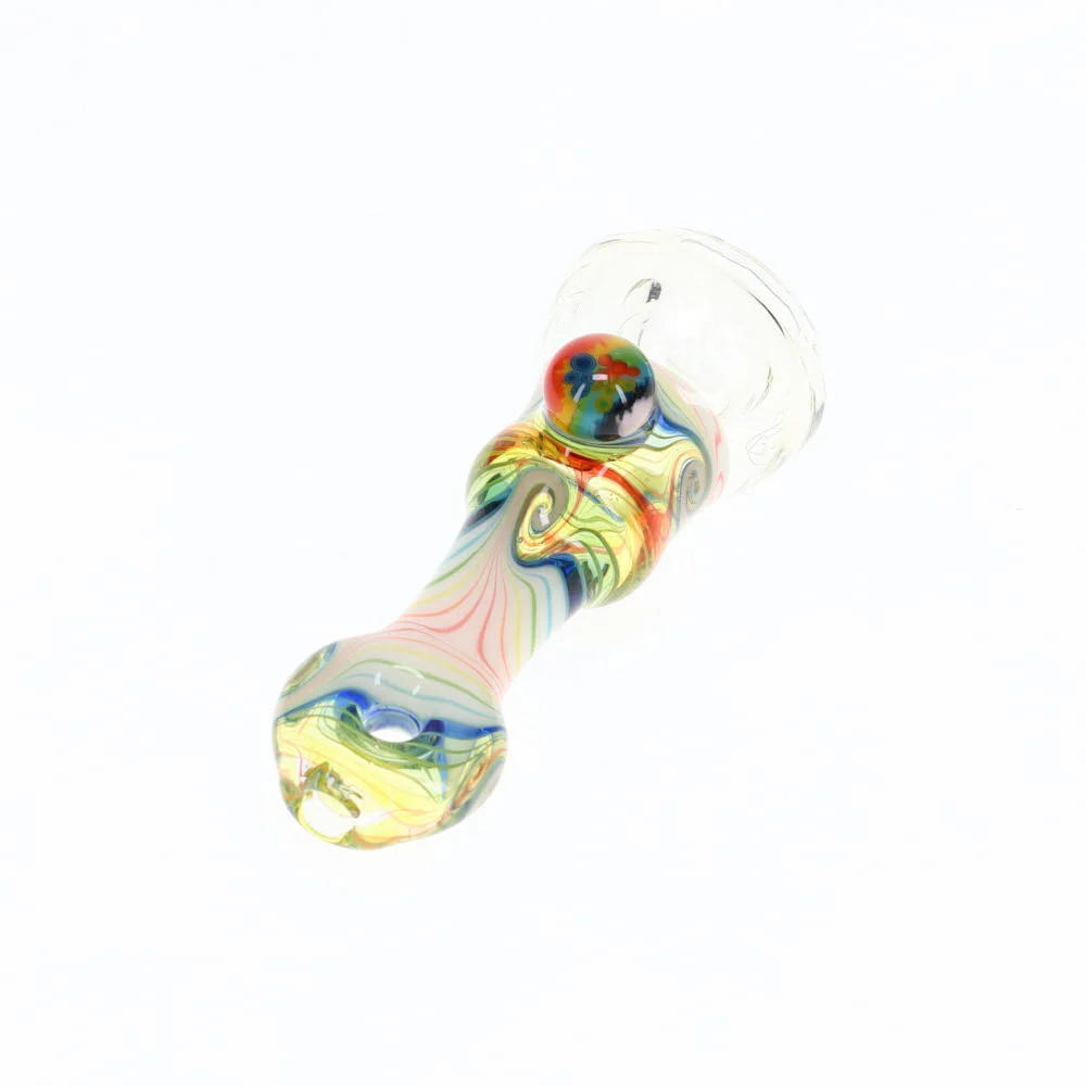 Cowboy Glass Yellow/White Wig Wag Rainbow Faceted Onie - Image 2