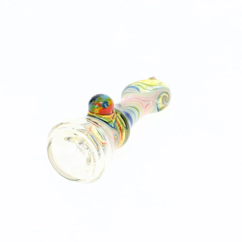 Cowboy Glass Yellow/White Wig Wag Rainbow Faceted Onie - Image 3