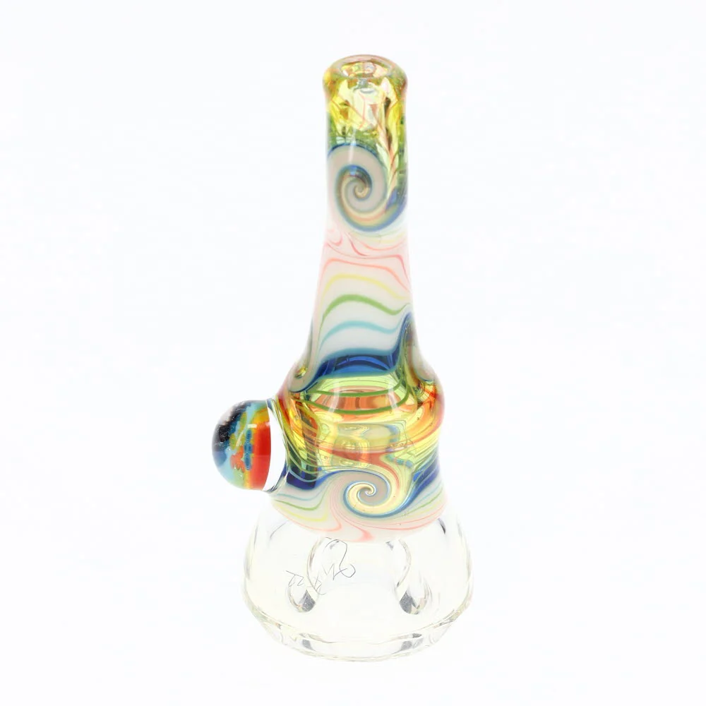 Cowboy Glass Yellow/White Wig Wag Rainbow Faceted Onie - Image 4