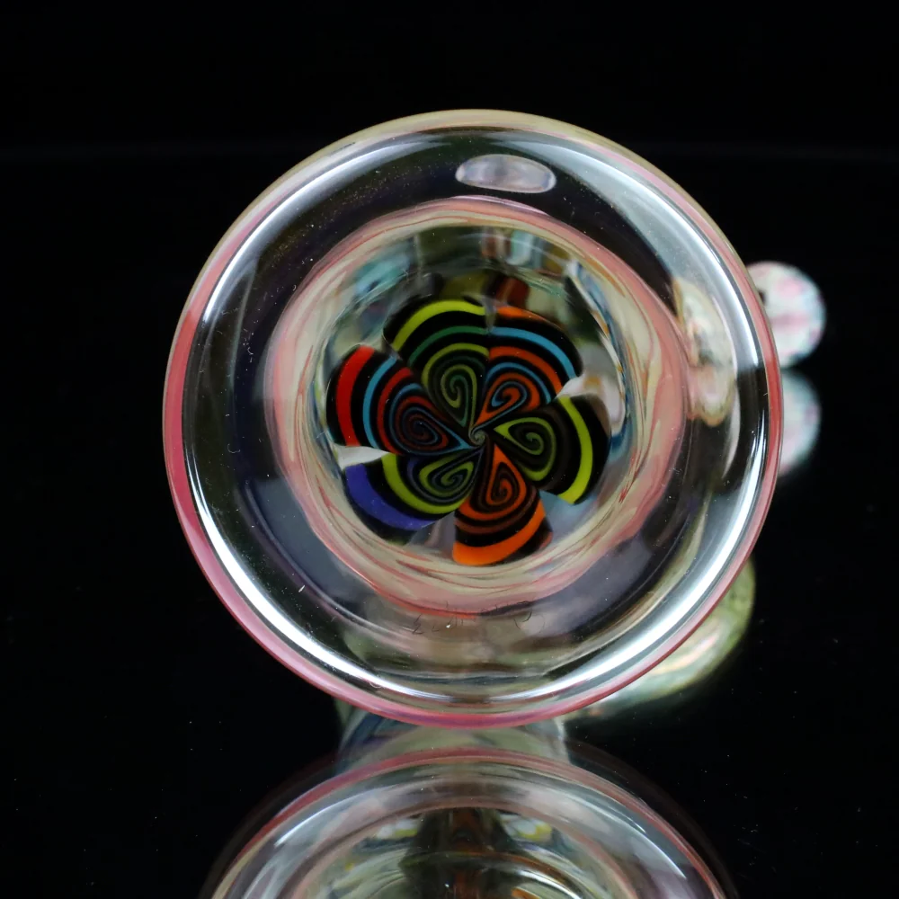 Chunk Glass Blue Thumbprint Bubbler - Image 4