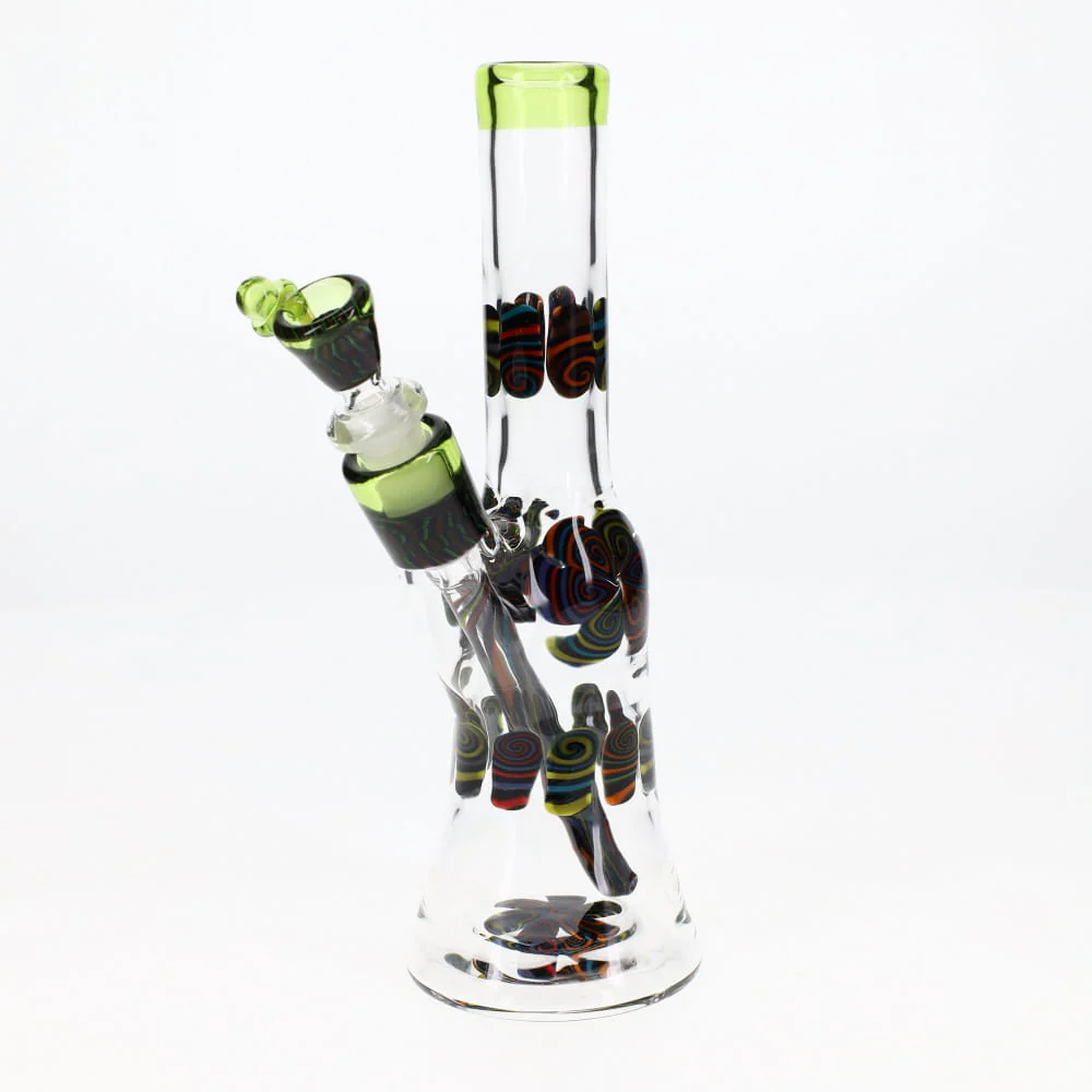 Chunk Glass Clear Thumbprint Green Tube