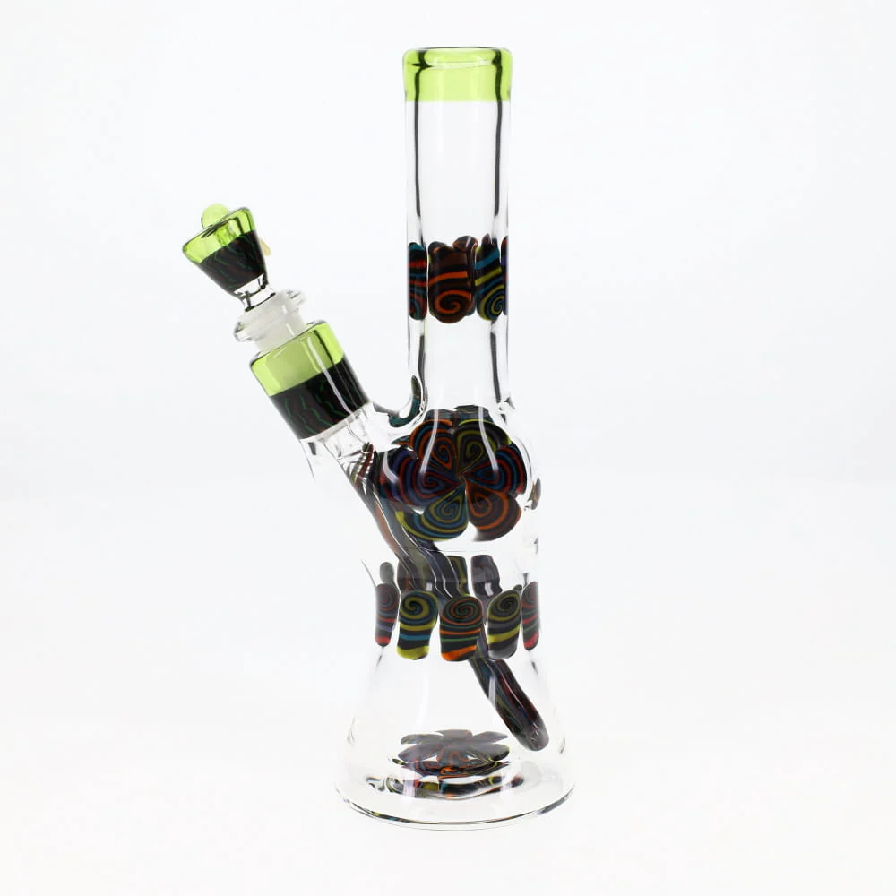 Chunk Glass Clear Thumbprint Green Tube - Image 3