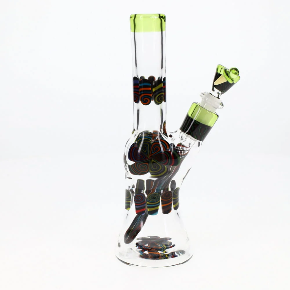 Chunk Glass Clear Thumbprint Green Tube - Image 4