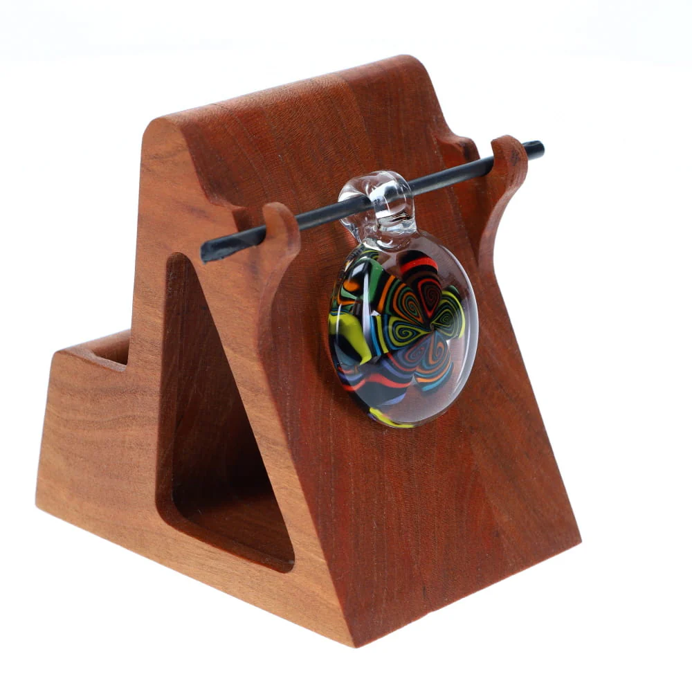 Chunk Glass Thumbprint Disk Rainbow Pendant #2 - Image 2
