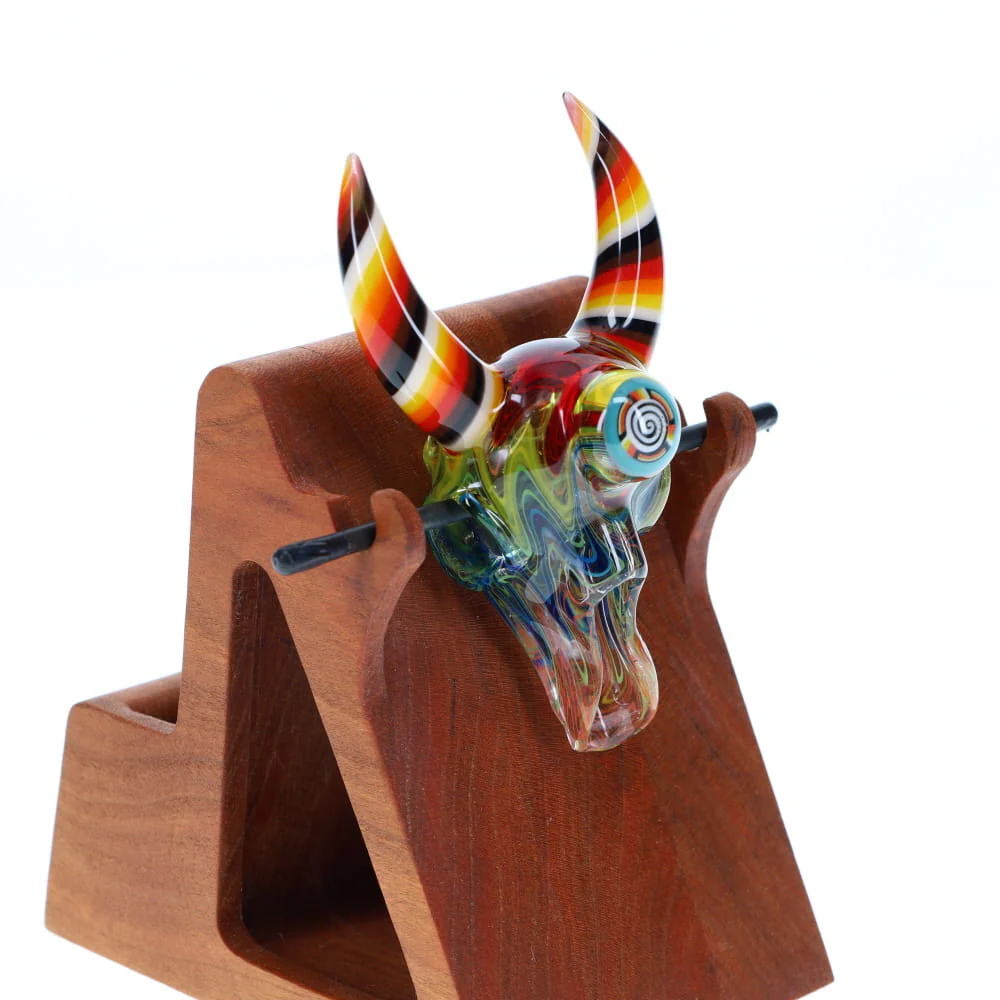 Chunk Glass X Cowboy Glass Black & White Millie Horned Skull Pendant - Image 3