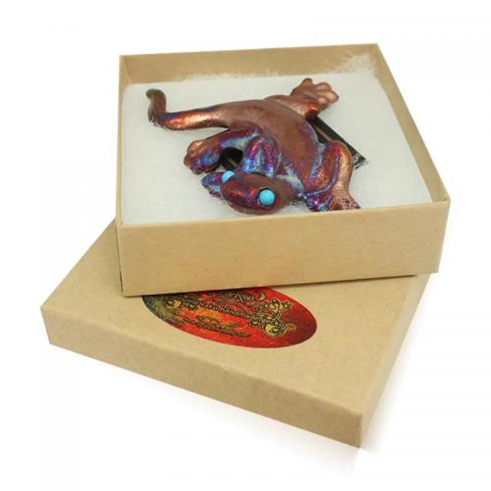 Raku Potteryworks Copper Gecko Figurine - Small SALE