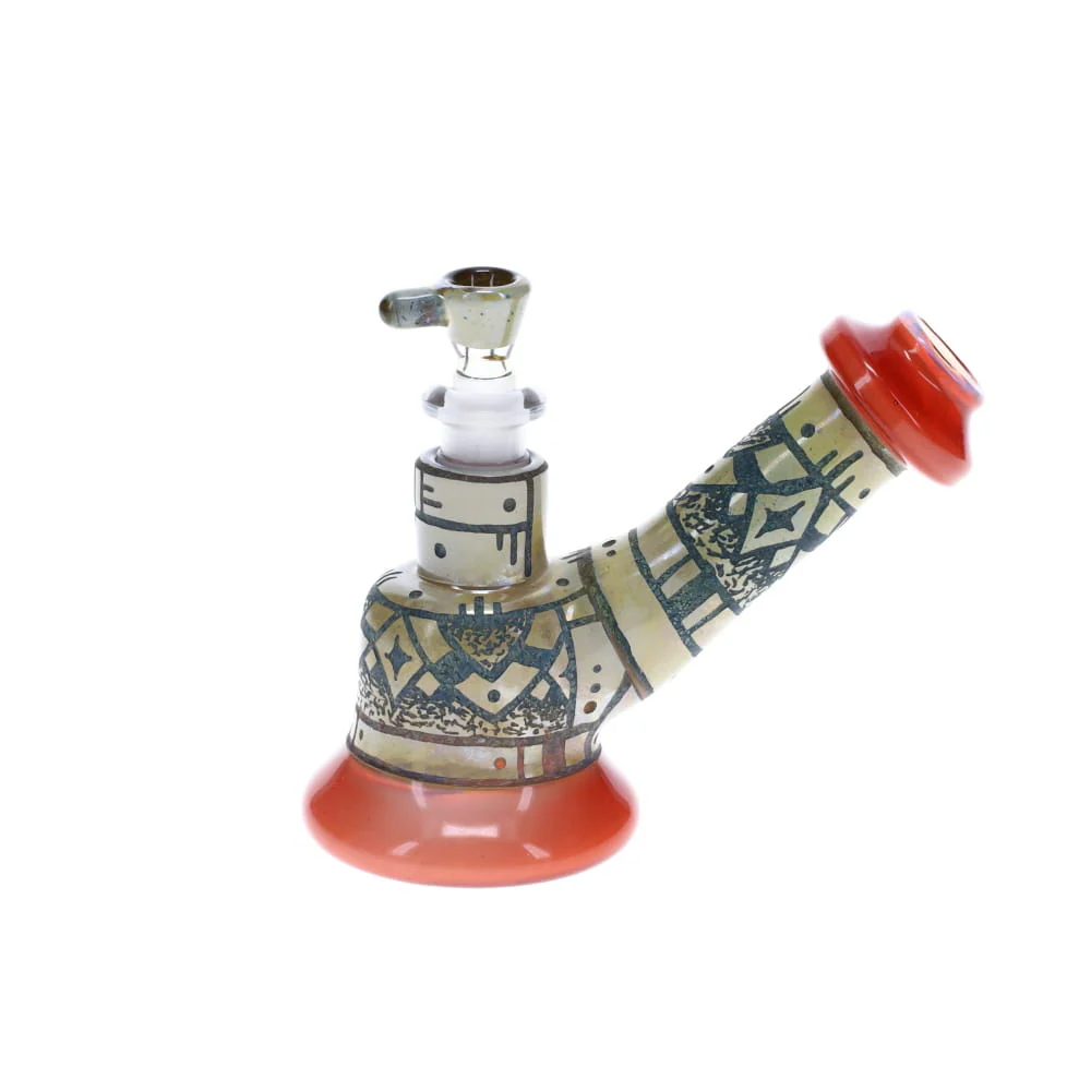 Corkis Portal Hand Carved 10mm Mini Bubbler - Orange - Image 5