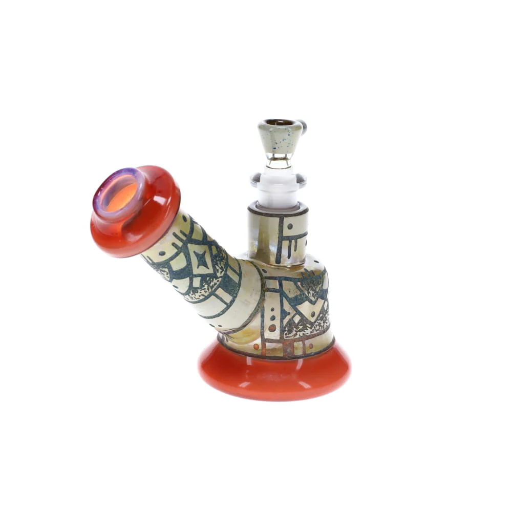 Corkis Portal Hand Carved 10mm Mini Bubbler - Orange - Image 7
