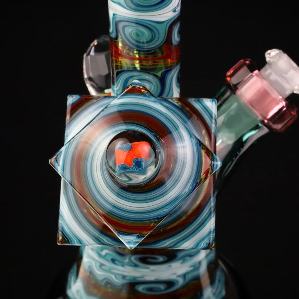 Cowboy Glass Atlas Blue Faceted Tile Bubbler - Image 2
