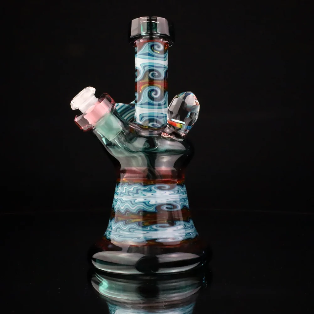 Cowboy Glass Atlas Blue Faceted Tile Bubbler - Image 4