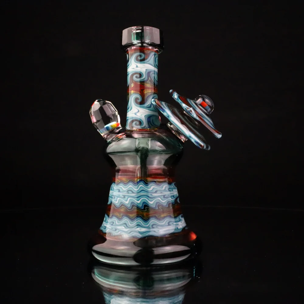Cowboy Glass Atlas Blue Faceted Tile Bubbler - Image 5