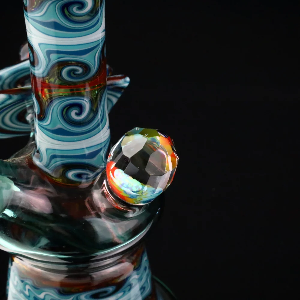 Cowboy Glass Atlas Blue Faceted Tile Bubbler - Image 6