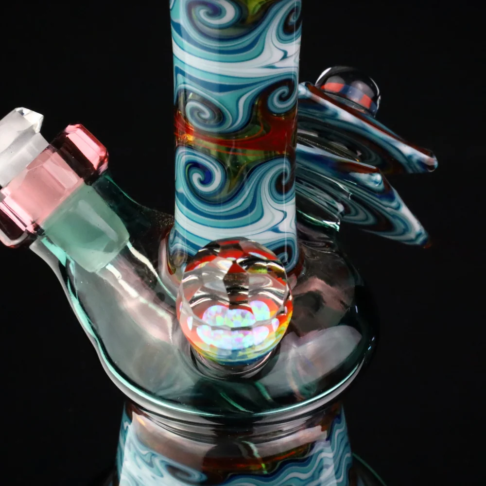 Cowboy Glass Atlas Blue Faceted Tile Bubbler - Image 7