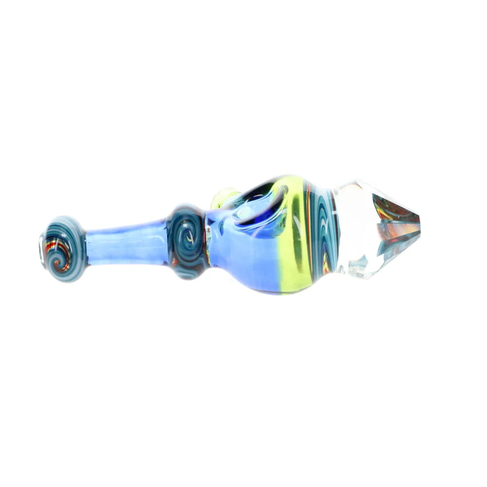 Cowboy Glass Blue Rainbow & Green Faceted Spoon - Image 2