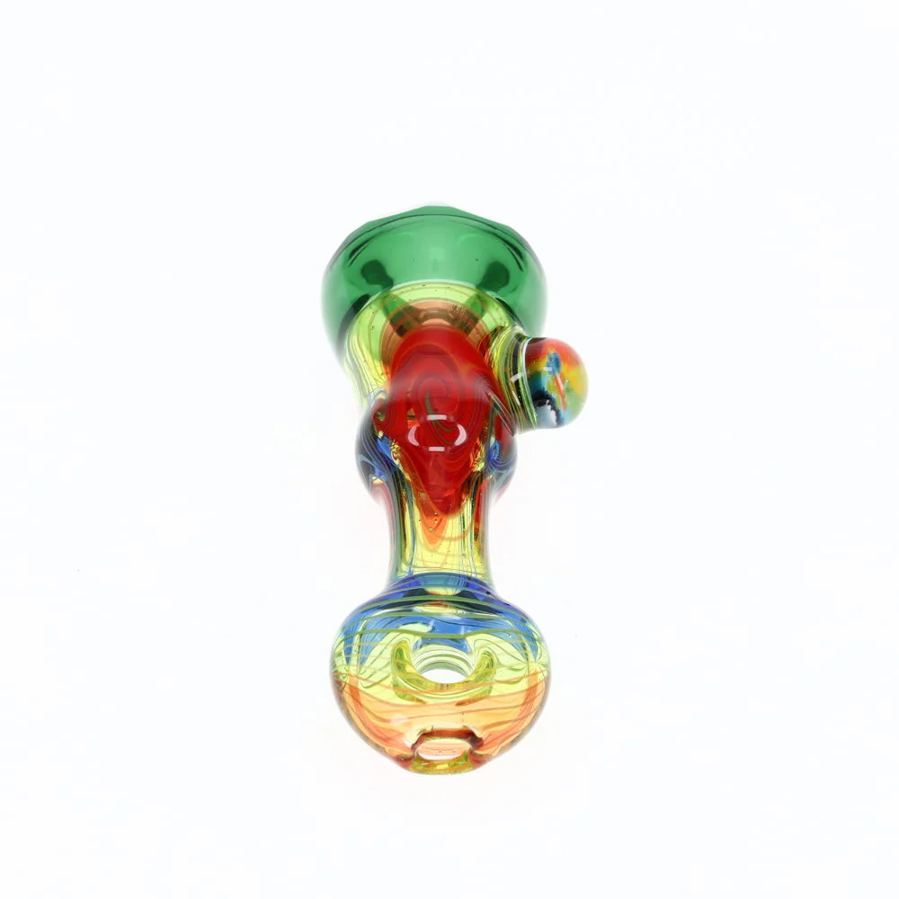 Cowboy Glass Green/Red Wig Wag Rainbow Faceted Onie - Image 3