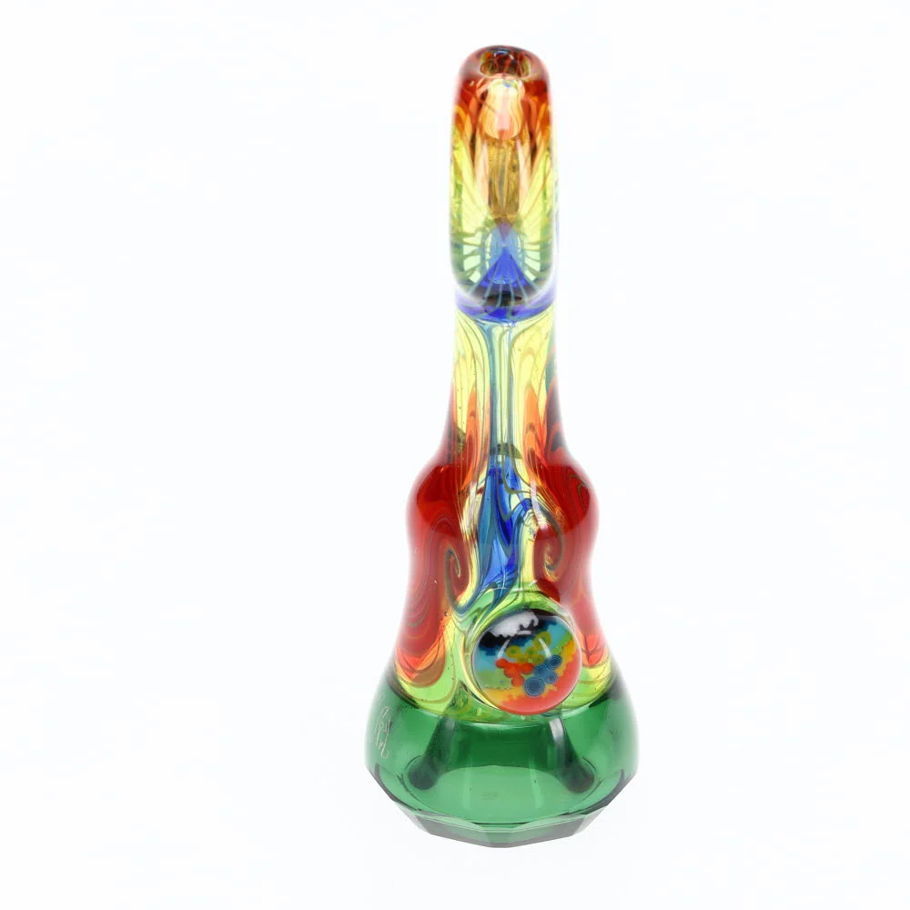 Cowboy Glass Green/Red Wig Wag Rainbow Faceted Onie - Image 4