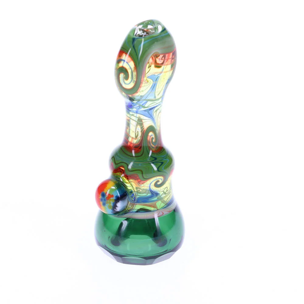 Cowboy Glass Green Wig Wag Rainbow Faceted Onie - Image 4