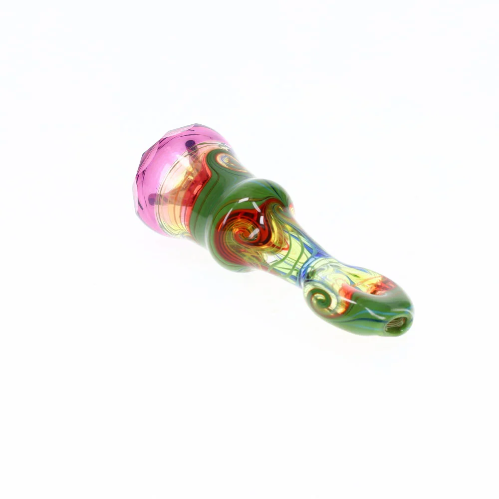 Cowboy Glass Rainbow/Green & Purple Faceted Onie - Image 2